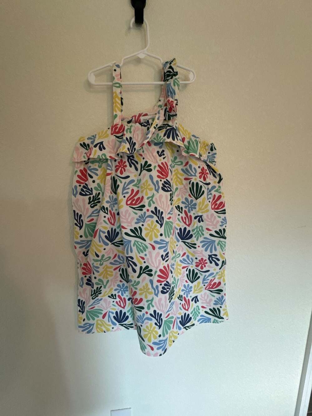 Free Assembly Girls Dress with Asymmetric Neckline and Pockets in Multicolor Flo